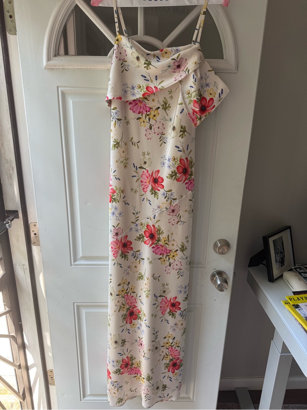 Avec Les Filles Ivory One-Shoulder Floral Maxi Dress